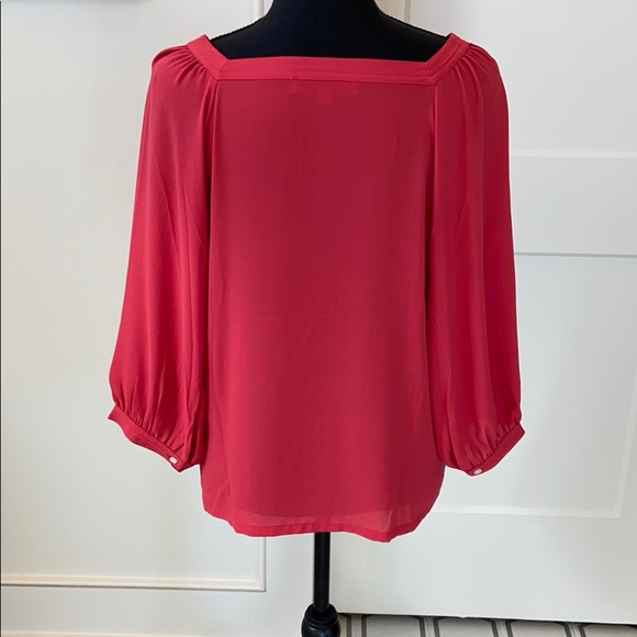 Loft Square Neck 3/4 Sleeve Top in Red XS - Picture 3 of 5